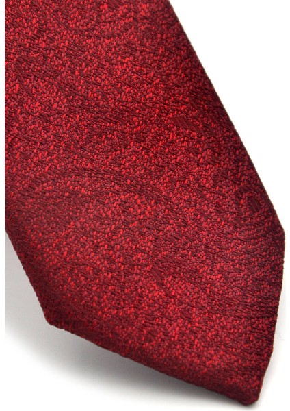 Bordo Şal Desenli Dokuma Kumaş Mendilli Slim Fit Kravat / SDK-230203