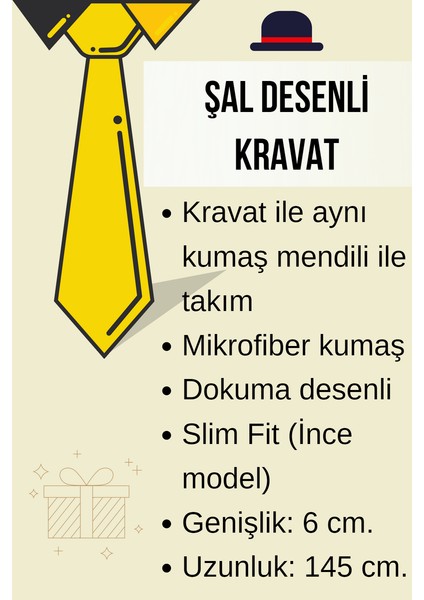 Bordo Şal Desenli Dokuma Kumaş Mendilli Slim Fit Kravat / SDK-230203