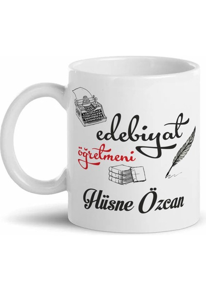 Kupa Bardak Edebiyat Öğretmeni Hediye Baskılı Isimli