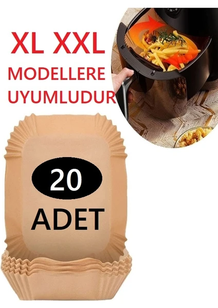 Xl Xxl Modeller Için Airfryer Pişirme Kağıdı Fritöz Yağlı Kağıt 20 Adet Büyük Airfryerler Için Uygun