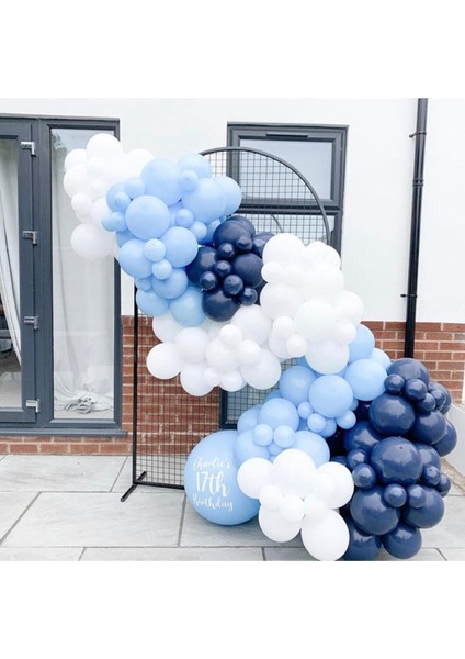 Makaron Mavi Gece Mavisi ve Beyaz Balon Zinciri 100 Adet 50 Adet