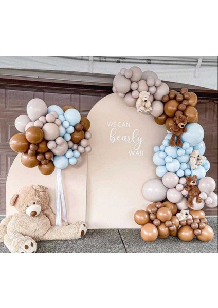 Deniz Kumu Makaron Mavi ve Karamel Balon Seti 50 Adet