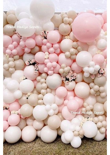 Deniz Kumu Beyaz Pembe Balon Seti 70 Adet