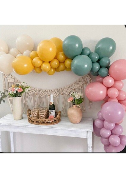 Toz Pembe-Pastel Pembe-Ada Çayı-Zerdeçal-Deniz Kumu Balon Seti 70 Adet