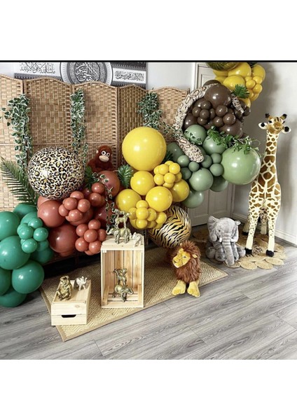 Yanık Turuncu-Koyu Yeşil-Kahverengi-Küf Yeşili-Zerdeçal Balon Seti 100 Adet