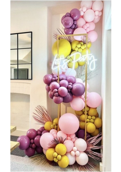 Makaron Pembe-Yaban Çileği-Zerdeçal Balon Seti 50 Adet