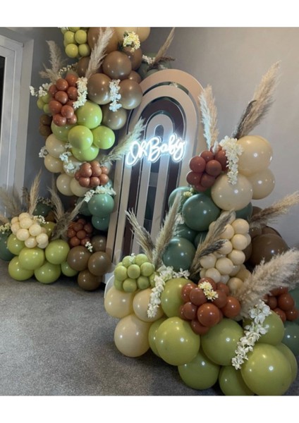 Pastel Yanık Turuncu Karamel Sütlü Adaçayı ve Zeytin Balon Seti 50 Adet