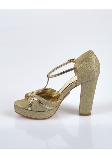 Metalik Platform Topuklu T-Strap Kadın Ayakkabı - Özel Günler İçin modelleri