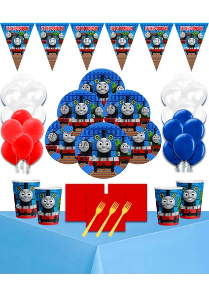 Thomas Train Tomas ve Arkadaşları 24 Kişilik Doğum Günü Parti Süsleri Malzemeleri Seti