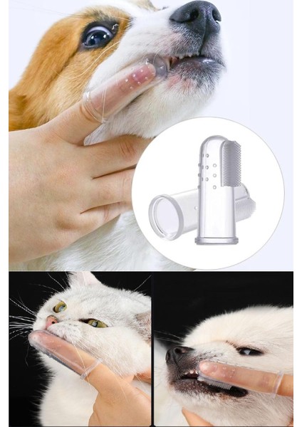 1 Adet Silikon Parmağa Takılan Kedi Köpek Diş Kaşıma ve Fırçalama Aparatı