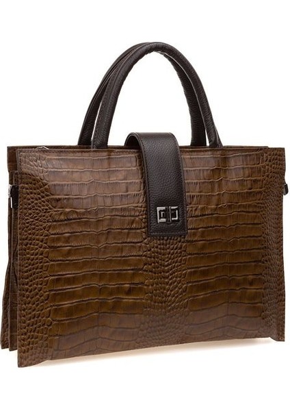 Toprak Kroko/kahve Deri Unisex Laptop & Evrak Çantası BLM093045 fiyatları