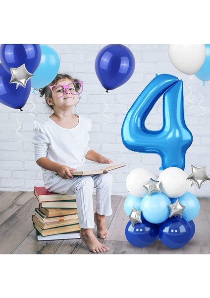 Mavi Rakam Balon Karşılama Seti Yaş Balonlu Yaş 4