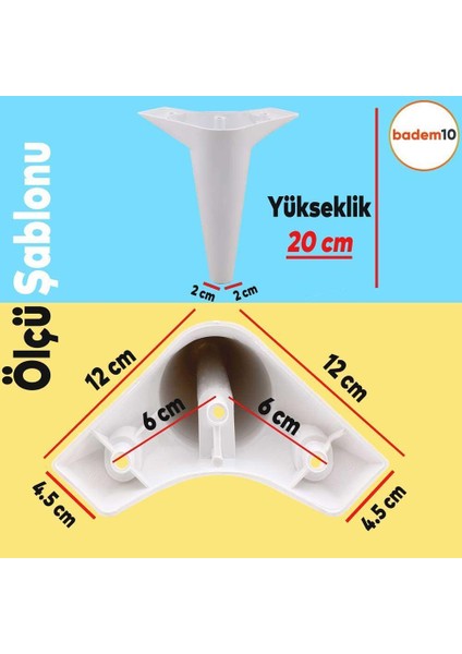 Aspen Lüks Mobilya Kanepe Koltuk Tv Ünitesi Baza Ayağı Ayakları 20 Cm Beyaz Ayak (4 Adet)
