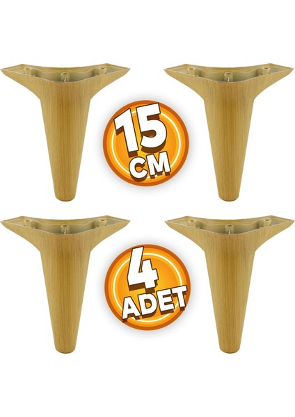 Aspen Lüks Mobilya Kanepe Koltuk Tv Ünitesi Baza Ayağı Ayakları 15 Cm Açık Kahverengi Ayak (4 Adet)