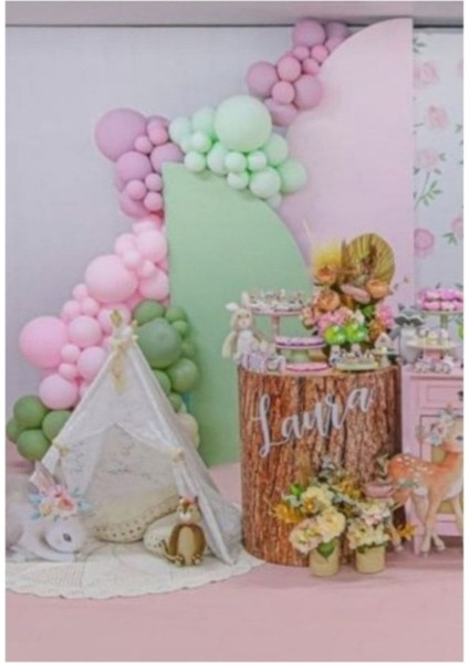 Pembe Toz Pembe Okaliptus Mint Yeşili Balon Seti 100 Adet