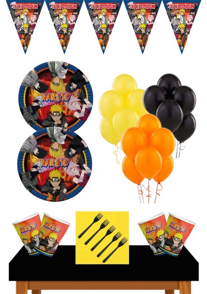 Naruto Doğum Günü Konsepti 8 Kişilik Naruto Doğum Günü Seti Ekonomik