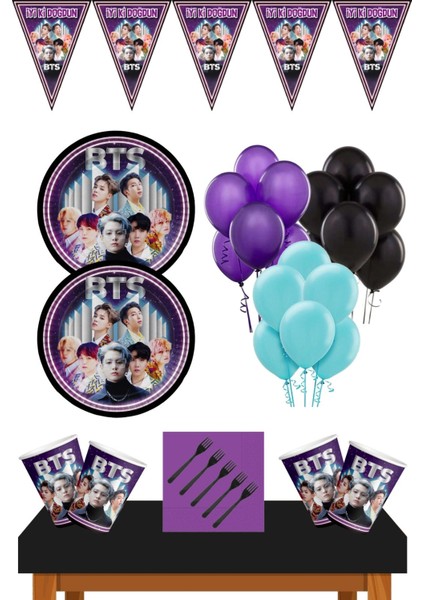 Bts Kpop Doğum Günü Konsepti 16 Kişilik Bts Doğum Günü Seti Ekonomik