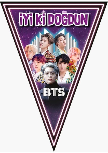 Bts Kpop Doğum Günü Konsepti 16 Kişilik Afişli Bts Doğum Günü Seti Mor Masa Etekli fırsatları