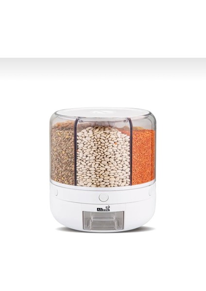 360 Derece Dönebilen 6 Gözlü Gıda Vebakliyat Saklamakabı Organizeri 6kg Kapasiteli