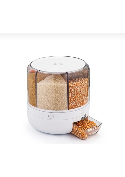 360 Derece Dönebilen 6 Gözlü Gıda Vebakliyat Saklamakabı Organizeri 6kg Kapasiteli modelleri