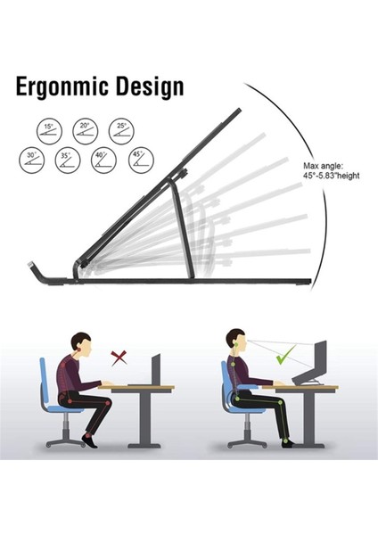 7 Kademeli Ayarlı Katlanabilir Laptop Tablet Standı Siyah