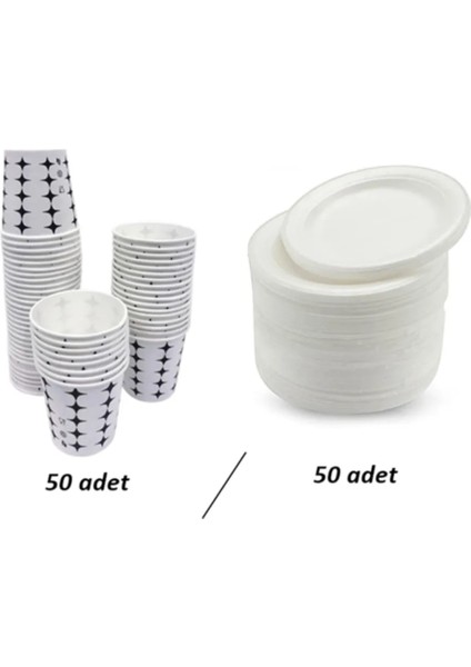 Anı Karton Bardak 50 Adet + Köpük Tabak 50 Adet - V