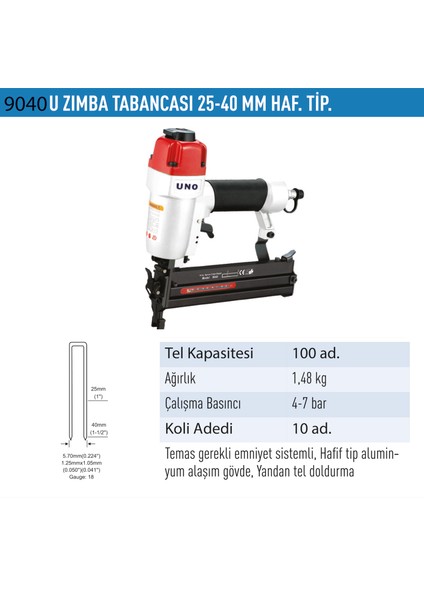 U Zımba Tabancası 25-40 Hafif Tip UNOD9040