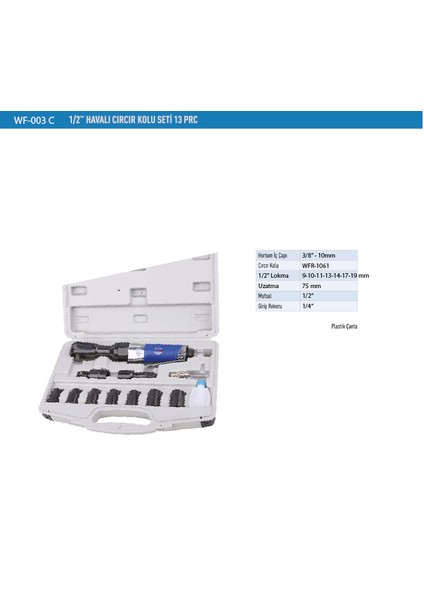 Havalı Cırcır Kolu Seti 1/2" 13 Prc WF003C fiyatları
