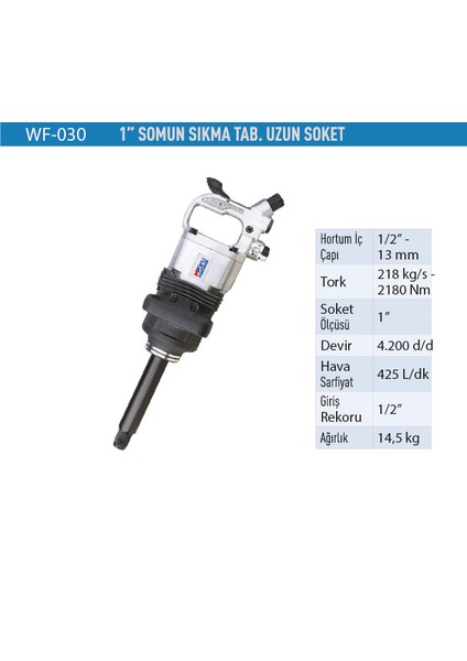 Havalı Somun Sıkma 1" Uzun Soket WF030