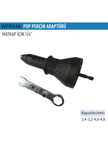 Wp "matkap Için 1/4"" Pop Perçin Adaptörü 2,4mm-4,8mm" WPRA48