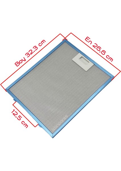 En 26,6 cm Boy 32,3 cm Aspiratör Davlumbaz Metal Yağ Filtresi