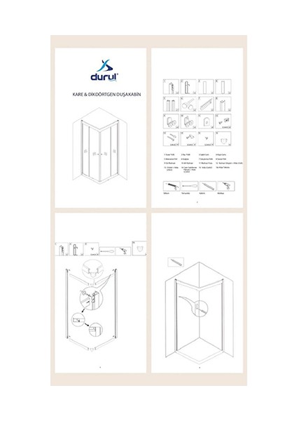 Duşakabin Kare Siyah Kumlama Box Desen Cam