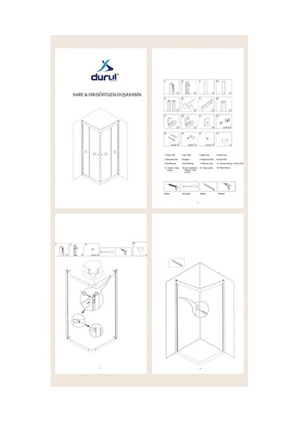 Duşakabin Kare Siyah Kumlama Box Desen 5mm Yükseklik 190cm