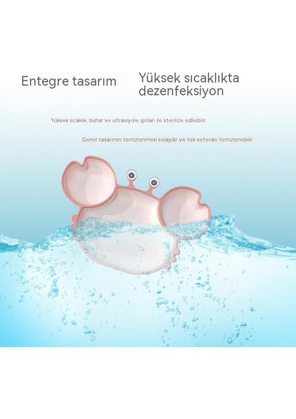 Hepsi Bir Arada Tam Silikon Yemek Tabağı Karikatür Yengeç Ayrı Kase Düşmez Kaymaz Gıda Takviyesi Bebek Tabak Seti (Yurt Dışından)