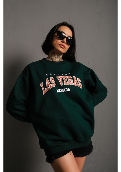 Kadın Oversize Las Vegas Baskılı Sweatshirt
