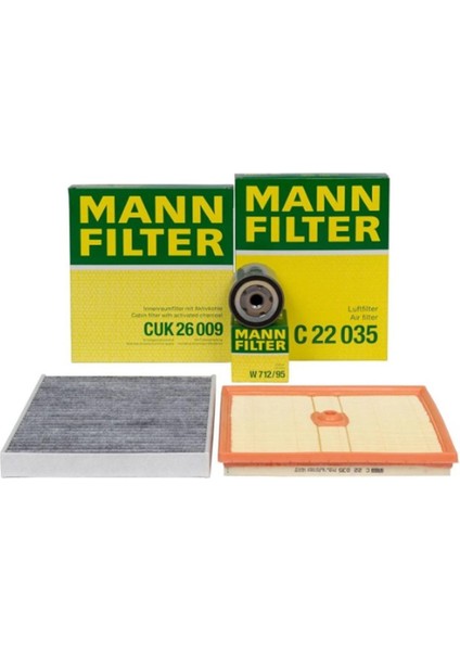 Skoda Octavia 1.0 Tsı 115 Bg Periyodik Bakım Filtre Seti Mann Marka 04C129620A-04E115561-5Q0818653
