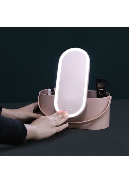 LED Dokunmatik Ekran Makyaj Aynası - Pembe (Yurt Dışından)
