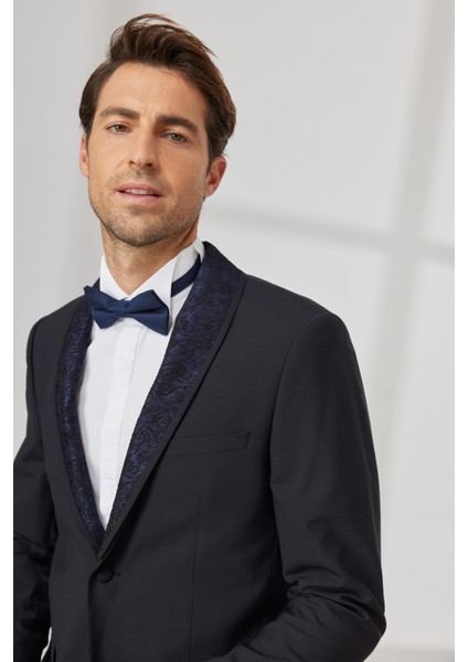 ALTINYILDIZ CLASSICS Erkek Lacivert Slim Fit Dar Kesim Çıkma Şal Yaka Yünlü Smokin Takım fiyatları