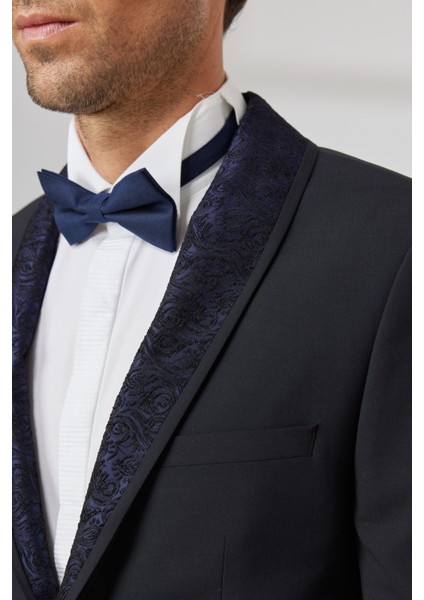 ALTINYILDIZ CLASSICS Erkek Lacivert Slim Fit Dar Kesim Çıkma Şal Yaka Yünlü Smokin Takım modelleri
