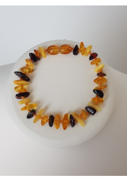 Damla Kehribar Bileklik 18 cm Düğümlü Tasarım