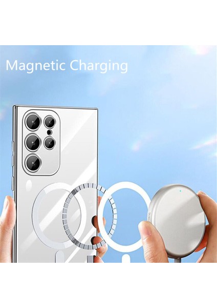 Galaxy S23 Kılıf Magsafe Wireless Şarj Özellikli 3D Kamera Korumalı Arkası Şeffaf Silikon fiyatları
