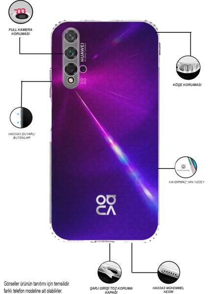 Huawei Honor Nova 5t ile Uyumlu Kapak Kamera Korumalı Tıpalı Silikon Şeffaf Kılıf