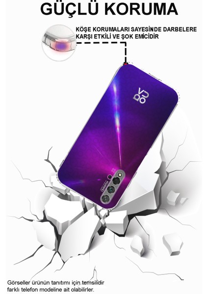 Huawei Honor Nova 5t ile Uyumlu Kapak Kamera Korumalı Tıpalı Silikon Şeffaf Kılıf
