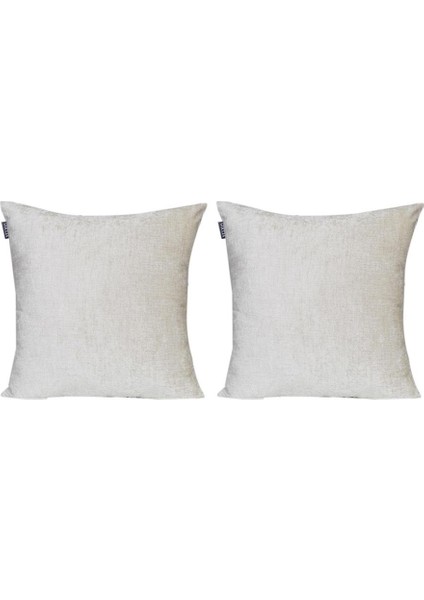 2'lı Kadife Şönil Kırlent Kılıfı Krem fırsatları