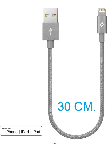 Alumicable Mini 30 cm Lightning Şarj Kablo Uzay Grisi Şarj Kablosu fiyatları