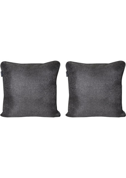 2'lı Hasır Dokulu Fitilli Çift Taraflı Kırlent Kılıfı Antrasit