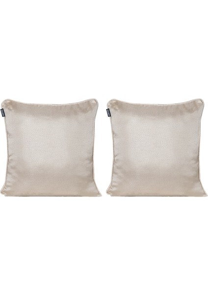 2'li Parlak Fitilli Kırlent Kılıfı Krem