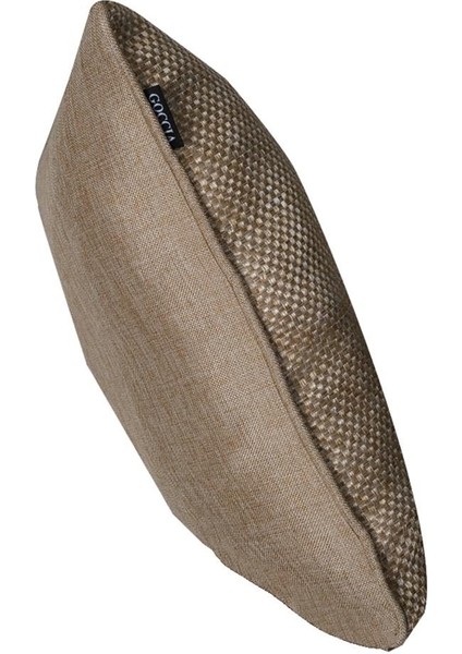 2'lı Hasır Dokulu Fitilli Çift Taraflı Kırlent Kılıfı Koyu Krem