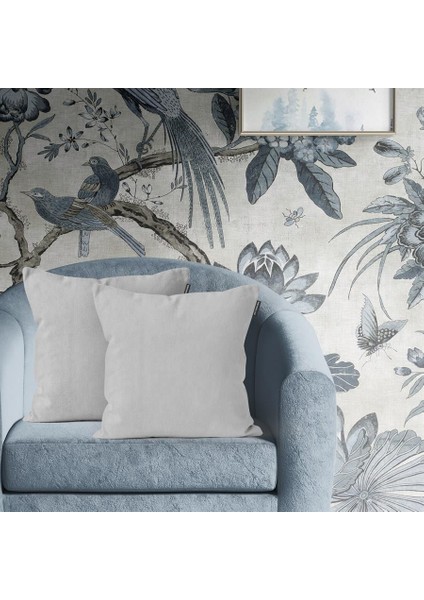 2'li Kadife Dokulu Kırlent Kılıfı Açık Gri