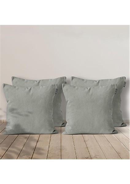 4'lü Kadife Dokulu Kırlent Kılıfı Taş